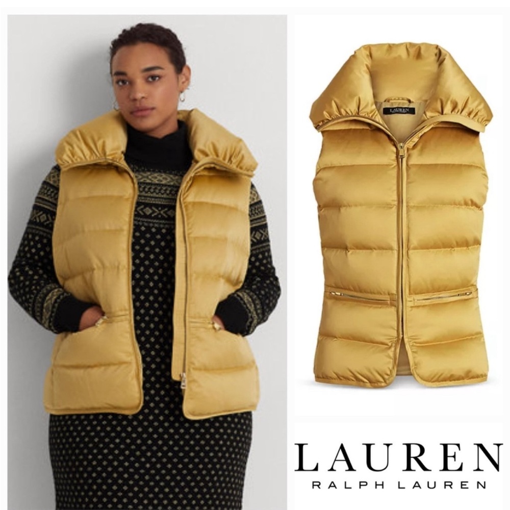 Lauren Ralph Lauren Satin Quilted Down Vest size XL